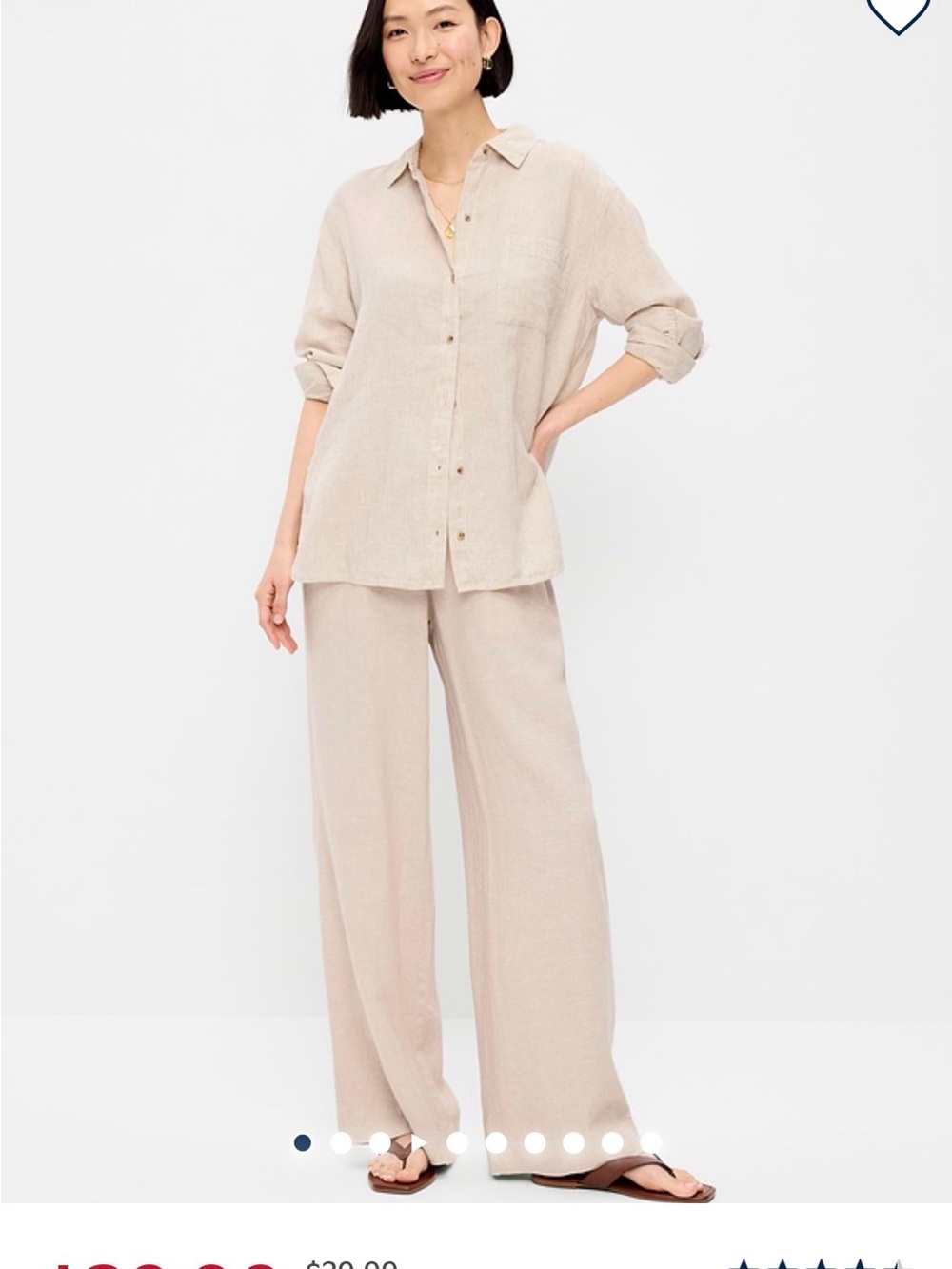 Old Navy Light Cream Drawstring Linen Blend Pants